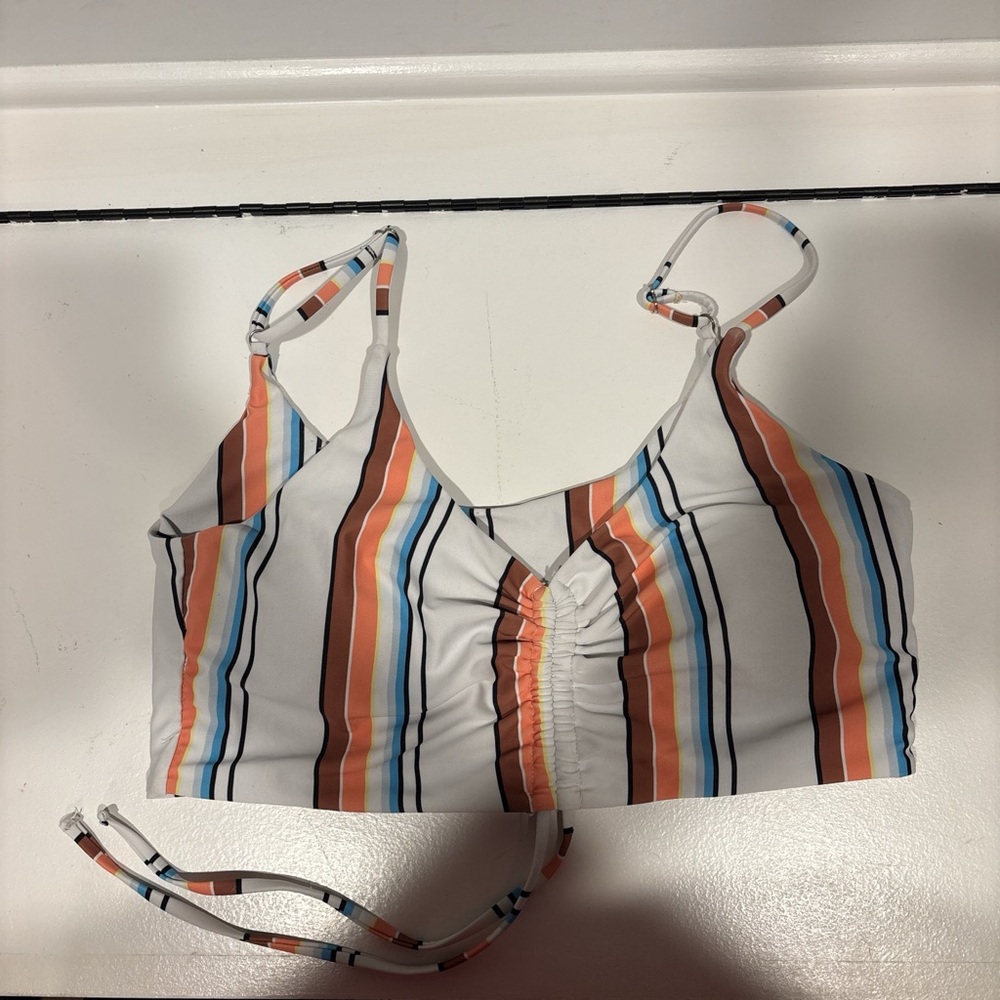 SHEIN Multicolor Striped Bikini Top w/ Brown Bottoms